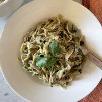 Fresh herb pesto recipe and buckwheat tagliolini