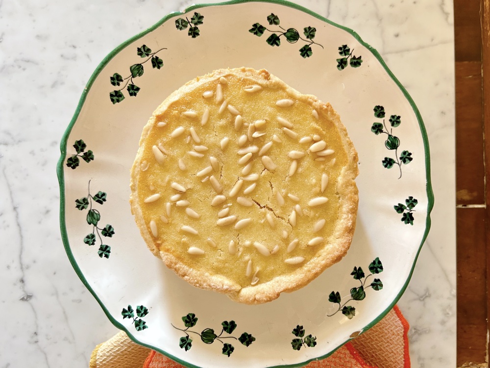 Marsala and semolina tart with pine nuts recipe
